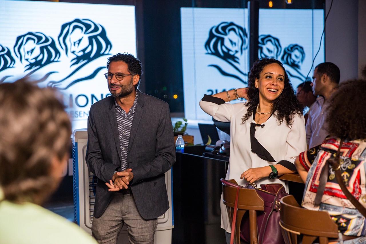 Mai Salama and Amr El Tobgi giving a speech at Cannes Lions' Egypt private screening.