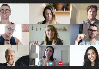 A hybrid team on a video call communicating with clarity and presence.