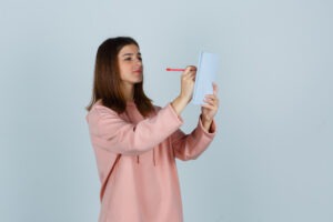Employee pausing before replying to a work message